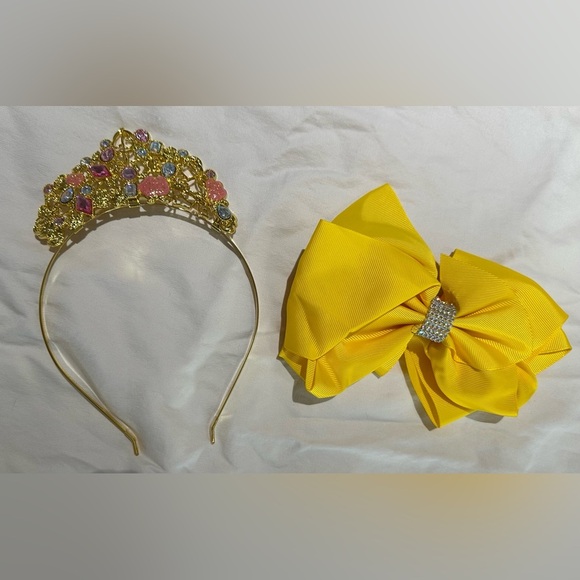 💛Like New💛 Disney: Costume Bow & Costume Headband with Multicoloured Accents - Picture 1 of 11